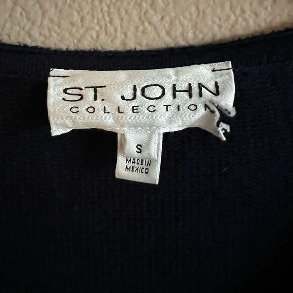 St. John Collection Navy V Neck Knit Sweater - Picture 4 of 6